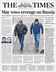 صفحه اول روزنامه تایمز/ می قول انتقام از روسیه را داد