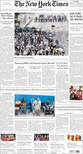 صفحه اول روزنامه نیویورک تایمز/سرکوب اعتراضات توسط پلیس در هنک کنگ
