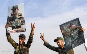 سربازان ارتش سوریه در شهر کردنشین منبج‎