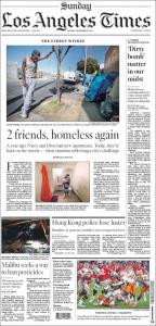 صفحه اول روزنامه لس آنجلس تایمز/ پلیس هنگ کنگ جاذبه اش را از دست داد