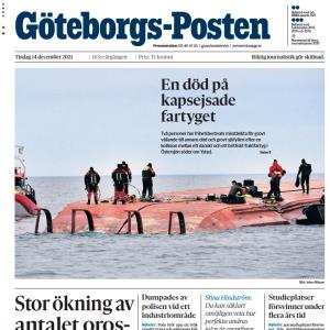 صفحه اول روزرنامه سوئدی گوتنبرگ پست/ تلفات در کشتی واژگون شده