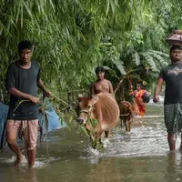 عکس/ جاری شدن سیلاب در هندوستان