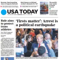صفحه اول روزنامه یو اس ای تودی/ دستگیری ترامپ زلزله ای سیاسی [در آمریکا] خواهد بود 