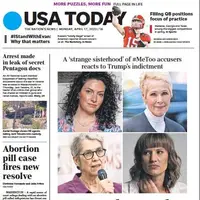 صفحه اول روزنامه یو اس ای تودی/ زنان عضو جنبش می تو در آمریکا امیدوارند دیده و شنیده شوند