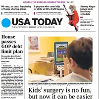 صفحه اول روزنامه یو اس ای تودی/ جراحی کودکان آسان تر می شود