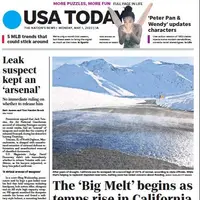 صفحه اول روزنامه یو اس ای تودی/ با افزایش دما در کالیفرنیا ذوب گسترده یخچال ها آغاز شد