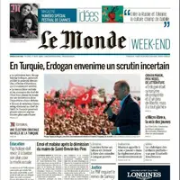 صفحه اول روزنامه لوموند فرانسه/ اردوغان با رای نامشخص در ترکیه 