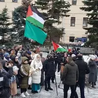 عکس/ تجمع حمایتی مردم روسیه در مقابل سفارت فلسطین 
