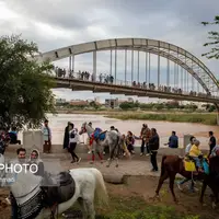 عکس/ مسافران نوروزی در پل سفید اهواز