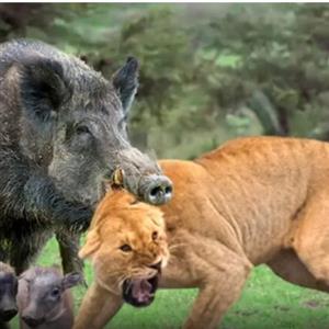 نبرد نفس‌گیر کفتار و گراز وحشی