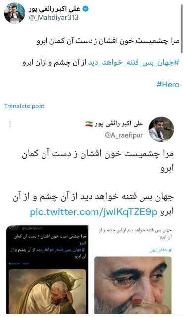 مرا چشمیست خون افشان ز دست آن کمان ابرو