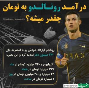 درآمد رونالدو... ساعتی 2 میلیارد تومان... 