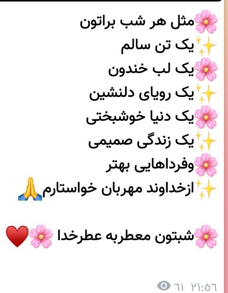 سلام دوستان گلم شبتون بخیر وپراز معجزه خدا ✋️🤲🌺🌹✨️🌓