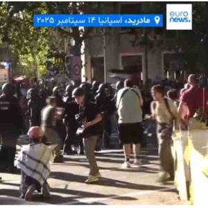 تظاهرات مردم اسپانیا ضد تیم دوچرحه سواری اسرائیل غاصب