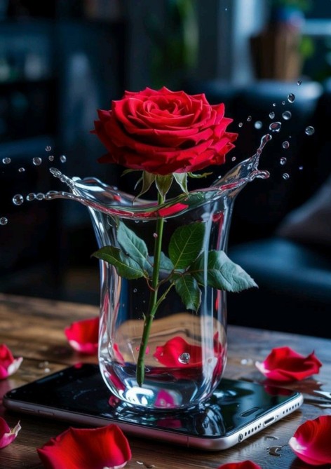 *میان دنیای بی‌روح فلز و شیشه، هنوز گلی هست که نفس عشق را یا