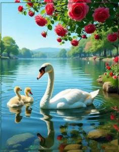 پرنده ی قو و نی نی ها❤️❤️❤️🦢🪿🪿