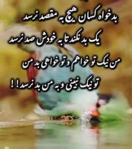 بدخواه کسان هیچ به مقصد نرسد،یک بد نکند تا به خودش، صد نرسد