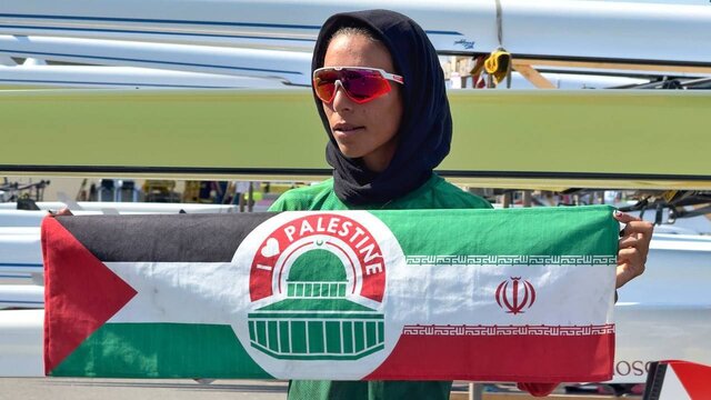 حمایت از مردم فلسطین توسط دختر قایقران المپیکی ایران+ عکس