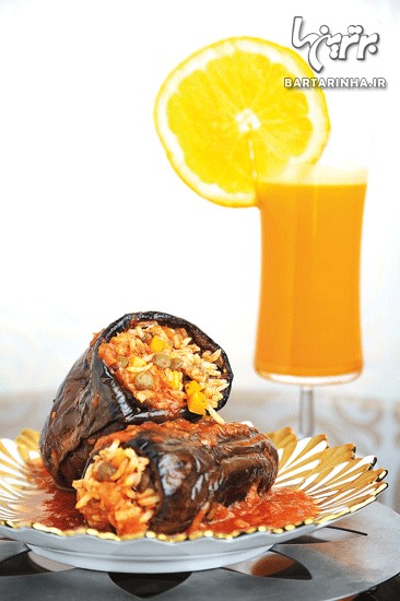 گیاهخواری با دلمه بادمجان و عدس