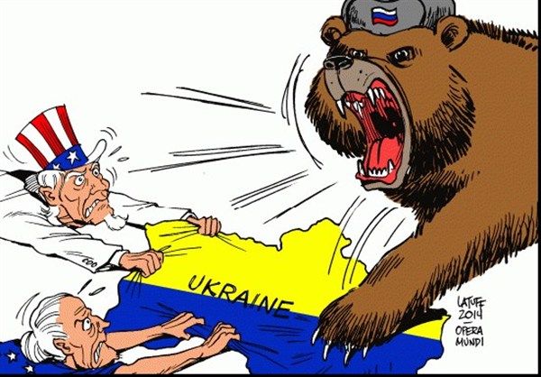کاریکاتور/ ادامه نزاع آمریکا و روسیه بر سر اوکراین
