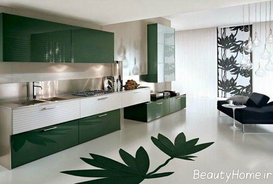 کابینت های فلزيِ طرح چوب برای آشپزخانه تان