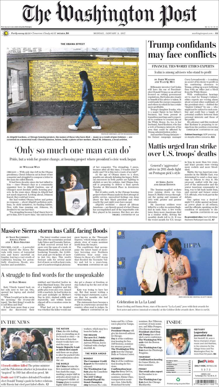 صفحه اول روزنامه واشنگتن پست/ متیس خواستار حمله به ایران به دلیل مرگ نیروهای نظامی آمریکایی بود