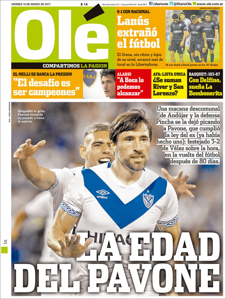 صفحه اول روزنامه آرژانتینی اوله