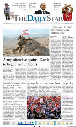 صفحه اول روزنامه دیلی استار/ یورش ارتش علیه داعش طی چند ساعت آینده آغاز می شود