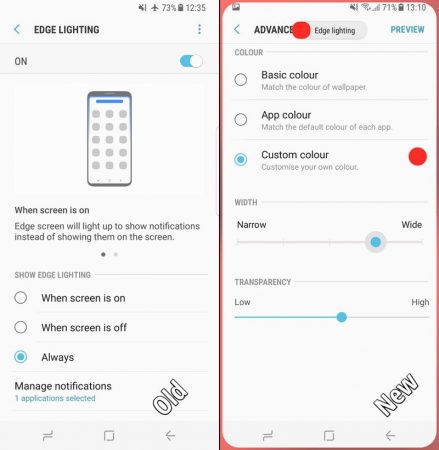 به‌روزرسانی جدید Edge Lighting گلکسی S8 با ویژگی‌های جدید