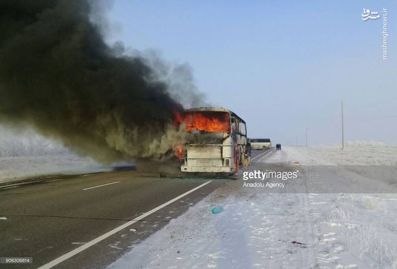 آتش‌سوزی مرگبار اتوبوسی در قزاقستان