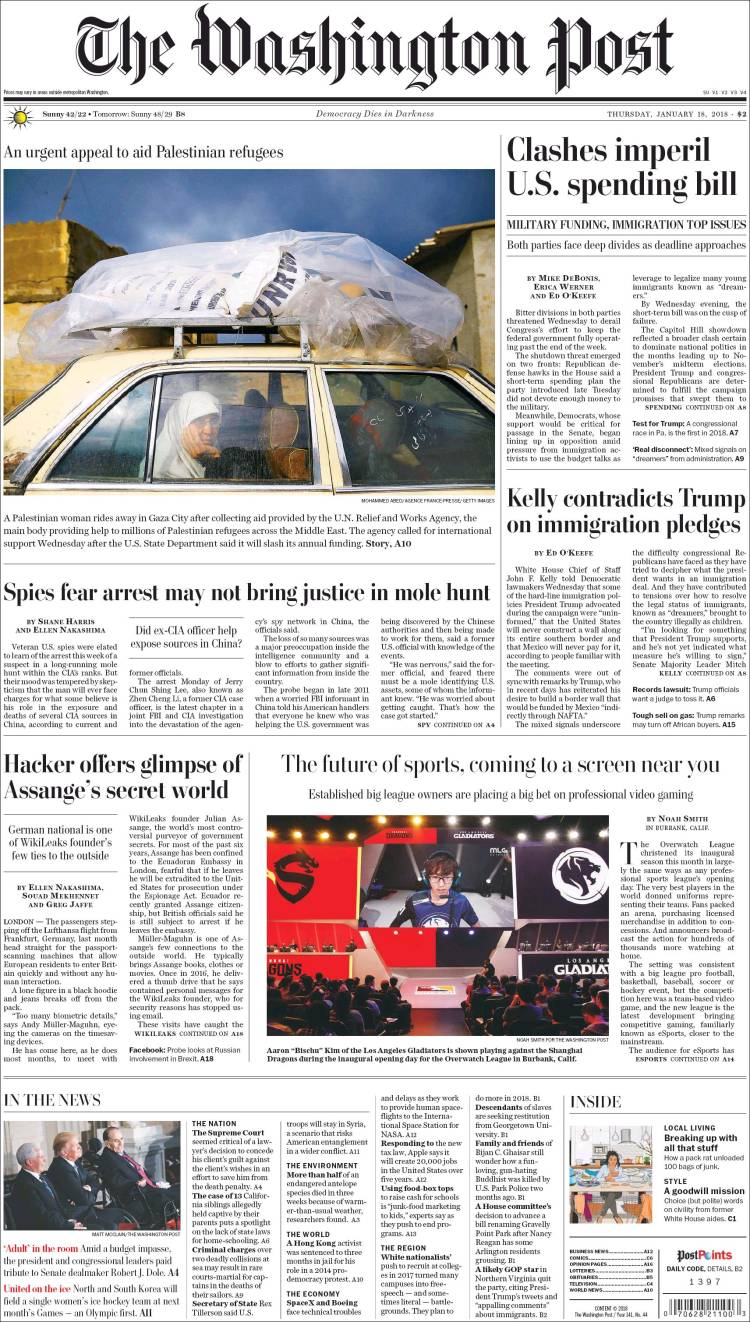 صفحه اول روزنامه واشنگتن پست/ یک هکر نمایی از جهان مخفیانه آسانژ را ارائه کرد