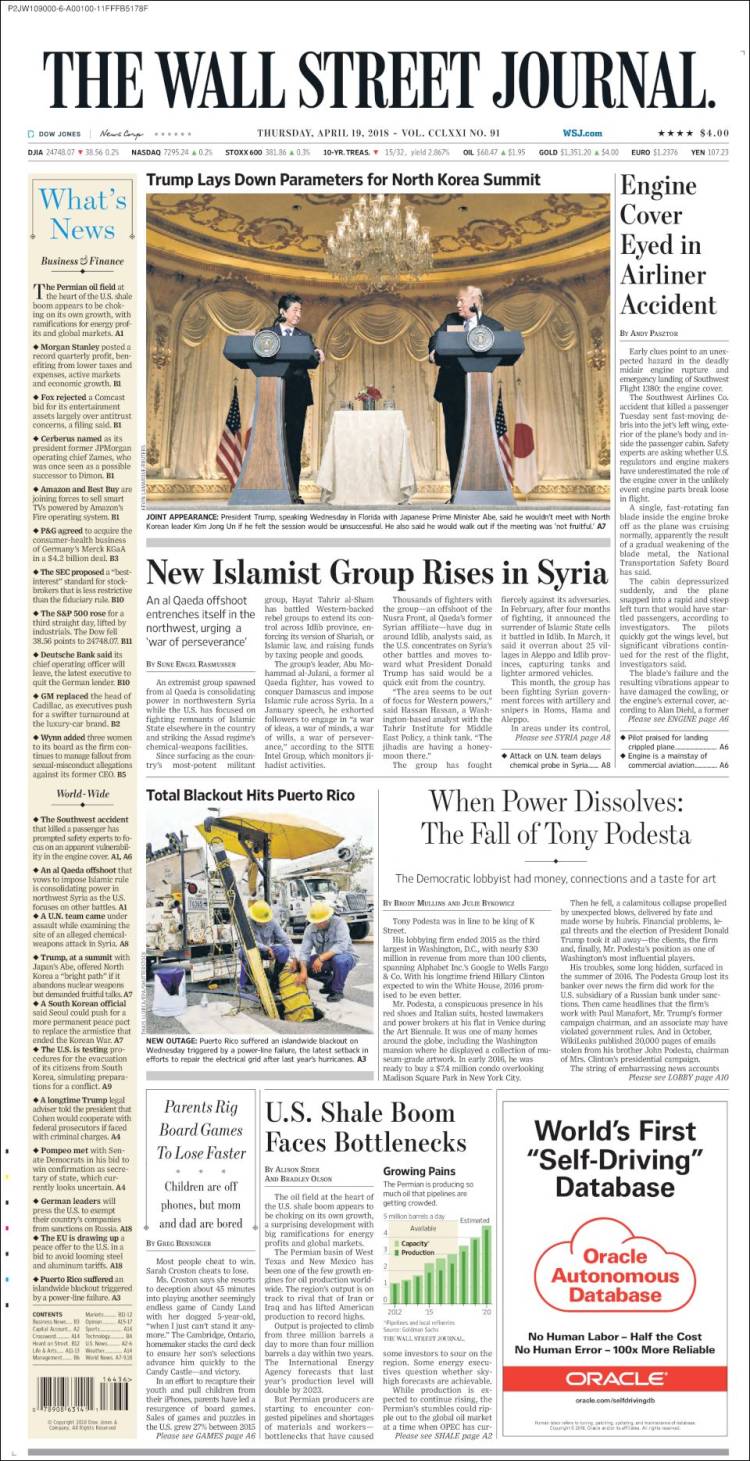 صفحه اول روزنامه وال استریت ژورنال/ گروه های اسلام گرای جدیدی در سوریه بر کشیده می شوند