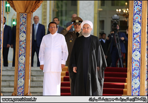 ﻿ استقبال رسمی روحانی از رییس جمهور سریلانکا