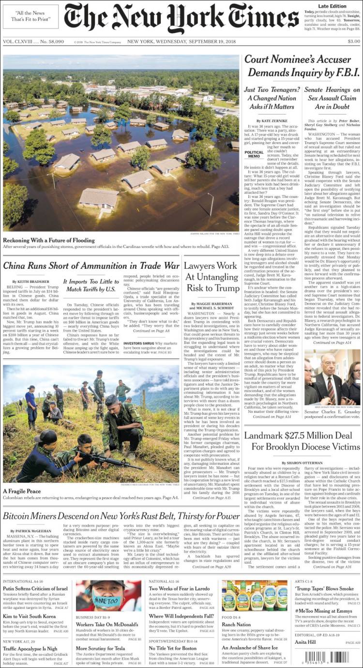 صفحه اول روزنامه نیویورک تایمز/ کلمبیا؛ یک صلح شکننده