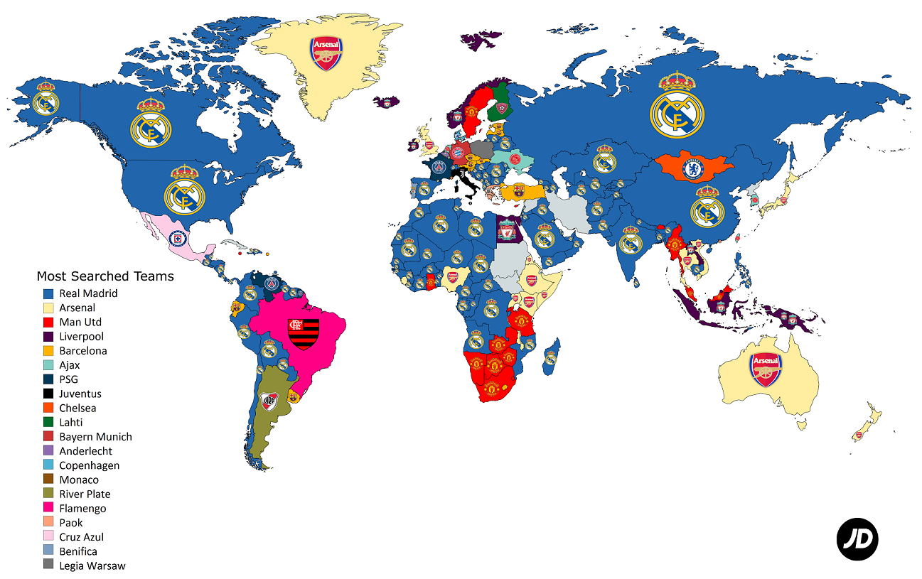 محبوب‌ترین تیم‌های فوتبال جهان مشخص شدند