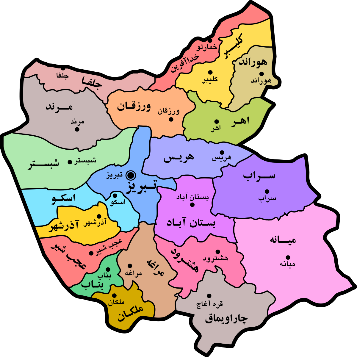 اصلاح تقسیمات کشوری در استان آذربایجان شرقی