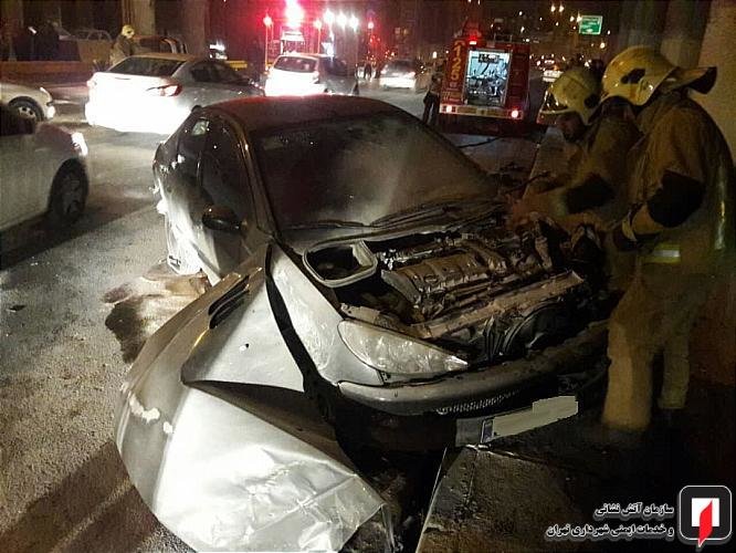 تصادف شدید ۴۰۵ و ۲۰۶ در شرق تهران