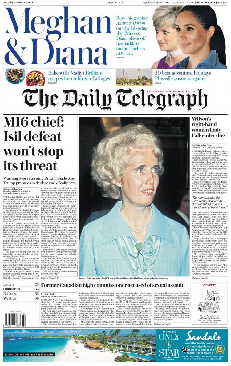 صفحه اول روزنامه دیلی تلگراف/رییس ام ای 6: شکست داعش تهدید آن را متوقف نمی کند