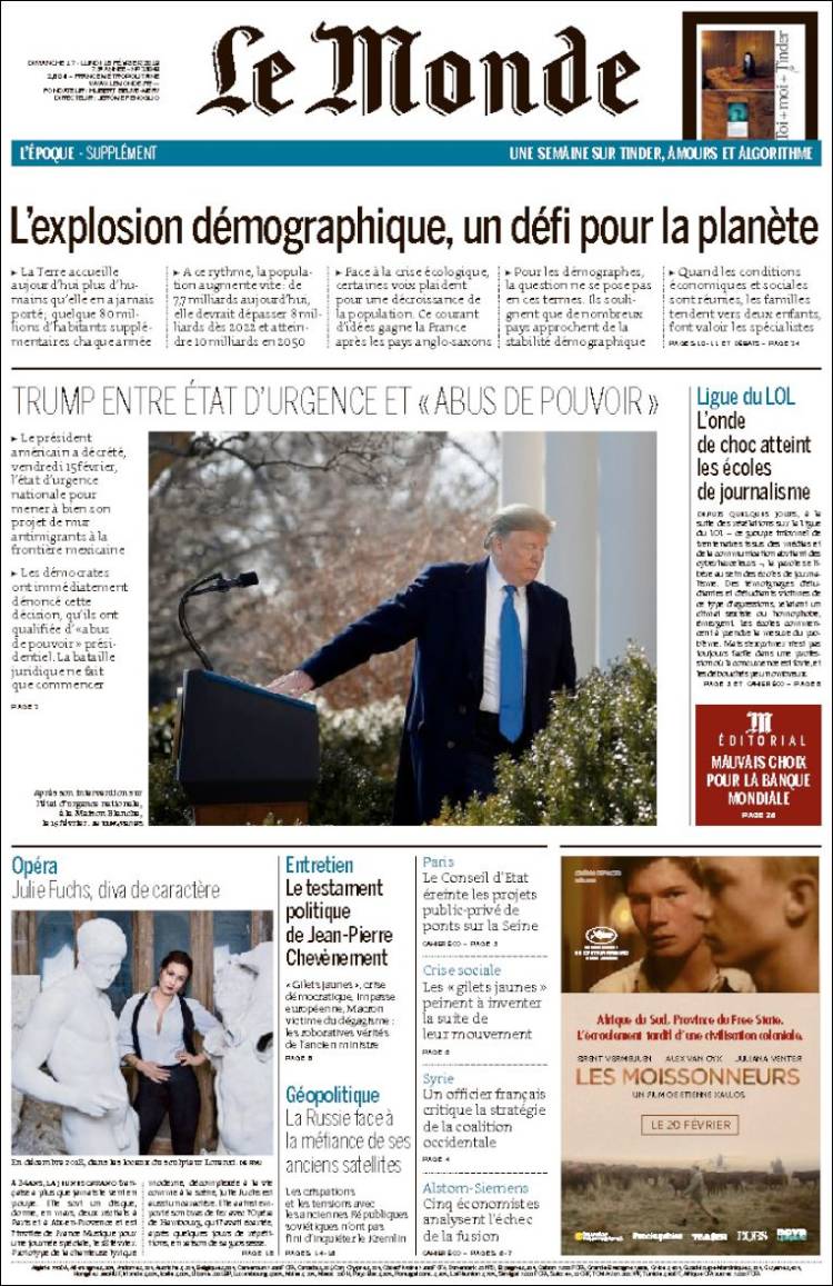صفحه اول روزنامه فرانسوی لوموند