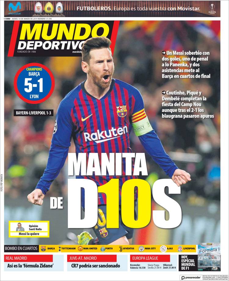 صفحه اول روزنامه اسپانیایی موندو دیپورتیوو