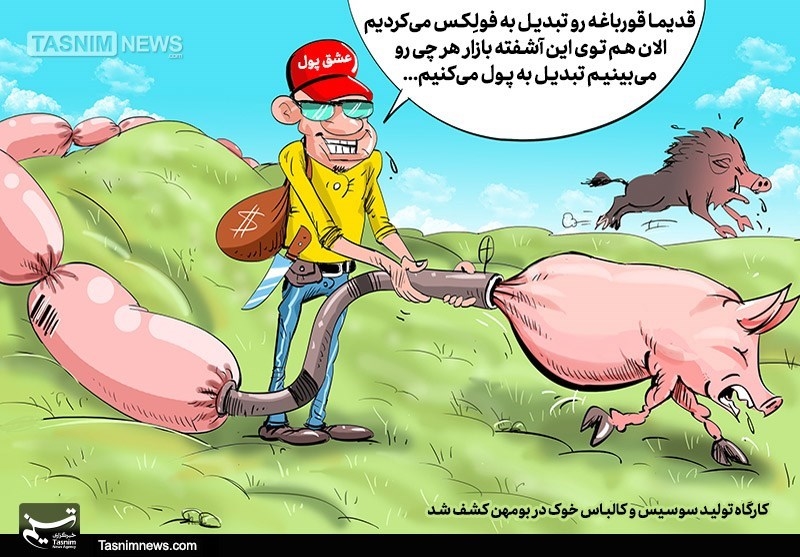 کاریکاتور/ کشف سوسیس‌و‌کالباس با گوشت خوک در بومهن!