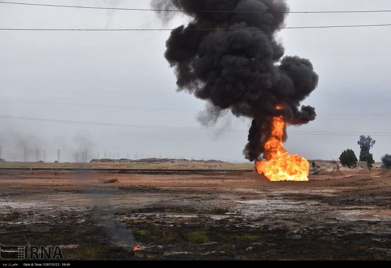 انفجار خط لوله گاز اهواز 10میلیارد ریال به خطوط برق خسارت زد