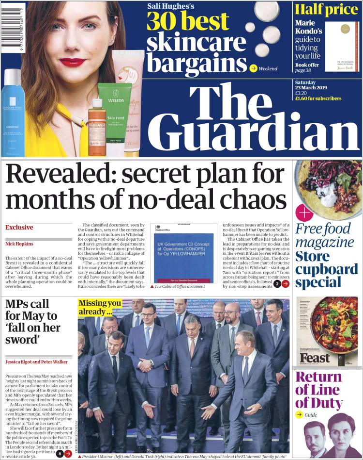 صفحه اول روزنامه گاردین/افشا شد: طرح محرمانه برای هرج و مرج ماه های خروج بدون توافق از اتحادیه اروپا