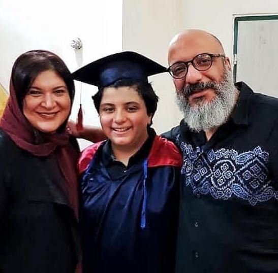 امیر جعفری در کنار همسر و پسرش