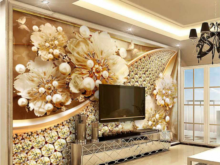 طراحی داخلی با کاغذ دیواری سه بعدی