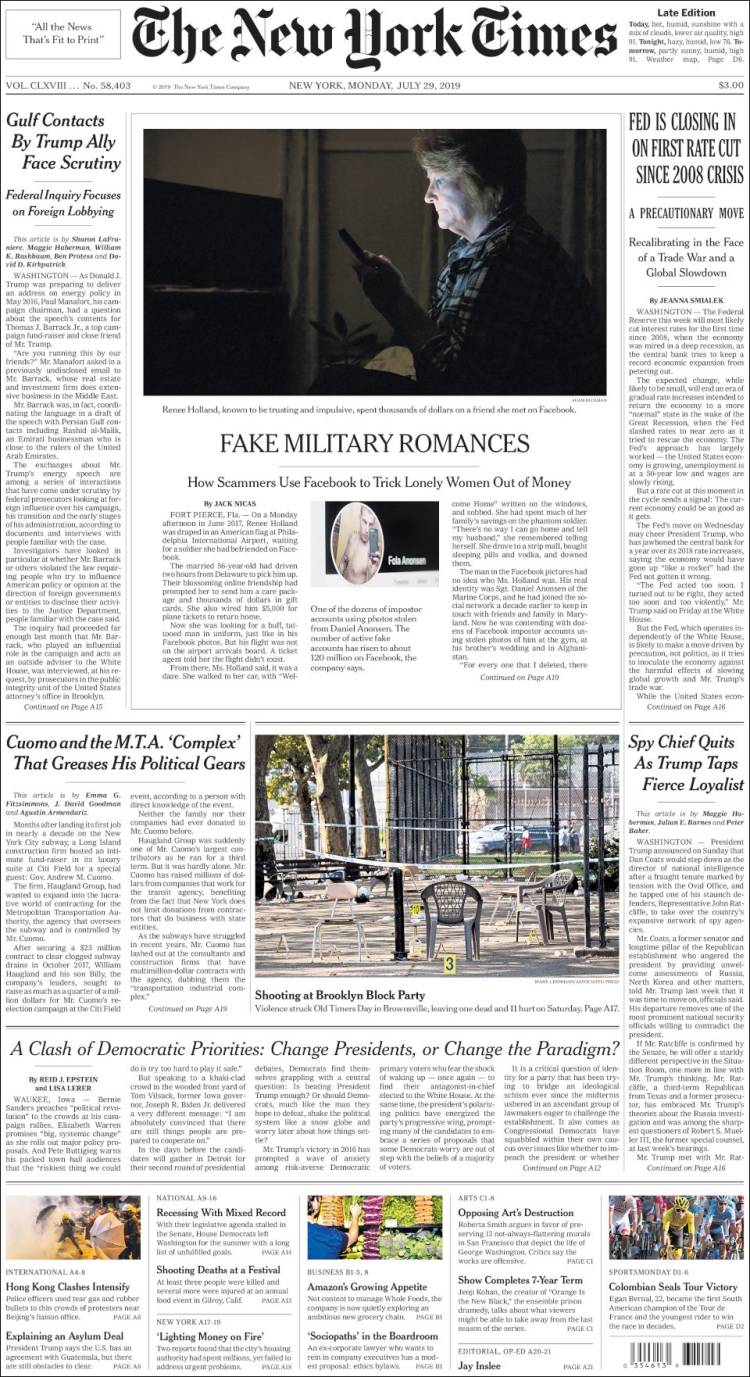 صفحه اول روزنامه نیویورک تایمز/نبرد بر سر اولویت های دموکرات ها