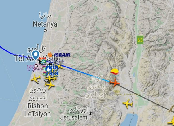 ماجرای پرواز هواپیمای اردنی با نام کیش‌ایر بر فراز تل‌آویو‌