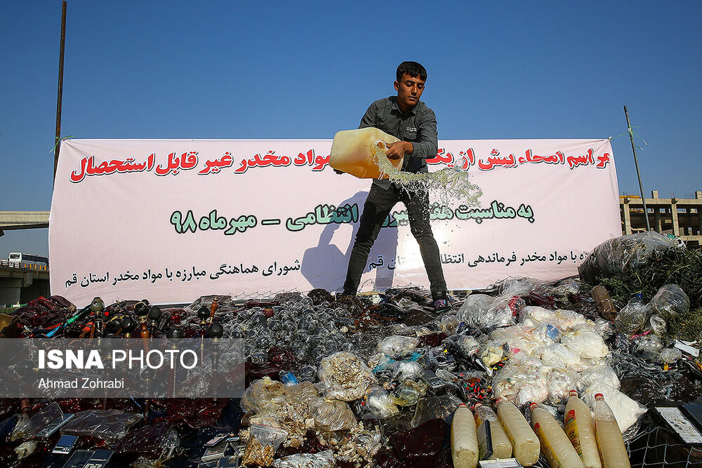 امحای مواد مخدر به مناسبت هفته نیروی انتظامی در استان‌ها