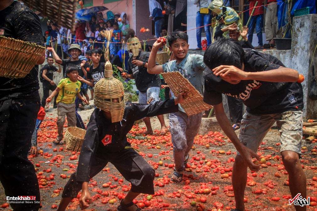 جشنواره مبارزه با گوجه فرنگی در اندونزی