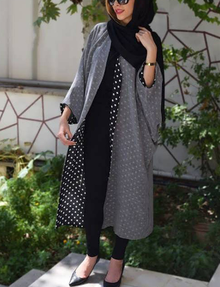 مدل مانتوی طوسی و خاکستری 